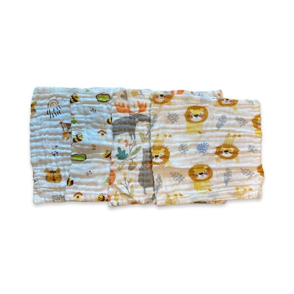 Wash/Burp Cloth Set in our Animal Pattern, 10 x 10, 2 of each pattern - Picture 1 of 5